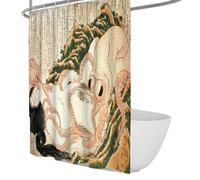 FEIPUHOME Art Ukiyo-E Style tende da doccia extra lunga Il sogno della moglie del pescatore Famoso dipinto Stampa Tende da bagno Tessuto impermeabile 120 x 200 cm