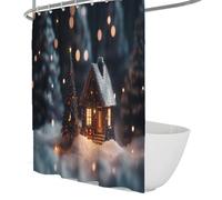 FEIPUHOME Art Vacanza romantica a tema tende da doccia albero di Natale cottage tende da bagno moderni accessori da bagno in microfibra tessuto impermeabile 120 x 180 cm