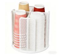 FEIQIAO Dispenser rotante per tazze da caffè, organizzatore per tazze e coperchi, portabicchieri di carta con 4 scomparti per piano di lavoro, cucina, stazione del caffè, salotto, buffet, ufficio, bar