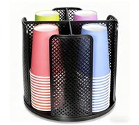 FEIQIAO Distributore di Tazze da Caffè Rotante, Organizer per Tazze e Coperchi, Portabicchieri di Carta con 4 Scomparti per Piano di Lavoro, Cucina, Postazione Caffè, Lounge, Buffet, Ufficio, Bar