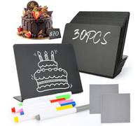 Feirdhoo 30 lavagnette piccole, a forma di L, 100 x 75 mm, piccole lavagne da scrivere, con 7 matite colorate per buffet, matrimoni, feste, segnaposto, panetteria, caffetteria