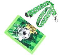 Feirdhoo Borsa per il petto per bambini, motivo calcio, triplo piegato, per bambini, con cordino, per ragazzi e ragazze, regalo di compleanno, verde, Stile calcio
