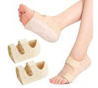 Feirdhoo Supporti per fascite plantare, cuscinetti per tallone regolabili, allevia il dolore per sperone calcaneare, piede piatto e tendinite d'Achille, beige, taglia S