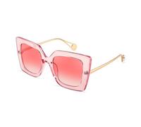 FEISEDY Retrò Occhiali da Sole Quadrati da Donna Oversized, Tempio in Metallo con Intarsio di Perle e Protezione UV400 B2625