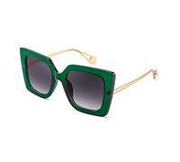 FEISEDY Retrò Occhiali da Sole Quadrati da Donna Oversized, Tempio in Metallo con Intarsio di Perle e Protezione UV400 B2625