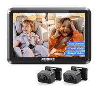 FEISIKE Specchio per auto per bambini con display da 1080p a doppio canale da 12,7 cm, 2 telecamere a infrarossi per visione notturna per sedile posteriore, ampia visione cristallina, facile da