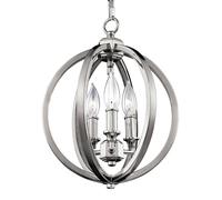 Feiss Lampadario Classico Corinne in acciaio nichel lucido 3 luci E14 D28,6 cm