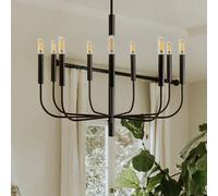 FEISS Lampadario Brianna, nero, Ø 84 cm, a 9 luci, in metallo FEISS