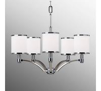 Lampadario Contemporaneo Prospect Park Acciaio Nichel Cromo Vetro 5 Luci E27