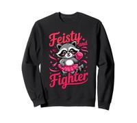 Feisty And Fighter Breast Cancer Awareness Boxing Raccoon Felpa