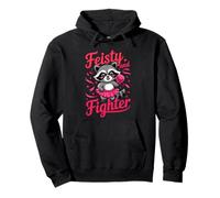 Feisty And Fighter Breast Cancer Awareness Boxing Raccoon Felpa con Cappuccio