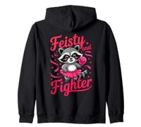 Feisty And Fighter Breast Cancer Awareness Boxing Raccoon Felpa con Cappuccio