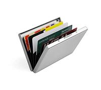 Feisuo Portafogli in alluminio ultra sottile - Porta carte di credito con blocco RFID per uomini e donne - Migliore protezione per carte di credito con 6 slot in PVC e robusta chiusura in acciaio inox