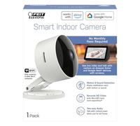 Feit Electric CAM1/WIFI 1080p HD Indoor WiFi Smart Home Telecamera di sicurezza con visione notturna, audio a 2 vie, funziona con Alexa & Google Assistant, bianco