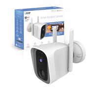 Feit Electric Telecamera di sicurezza intelligente WiFi 2.4 GHz con rilevamento di movimento, visione notturna, audio bidirezionale, batteria HD 1080p, bianco, CAM/WM/WiFi/Bat