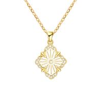 FEITENGU Discreto e tuttavia raffinato, braccialetto, collana, anelli, realizzato in argento sterling S925 e conchiglie, design classico, gioielli alla moda con quattro foglie, Argento sterling