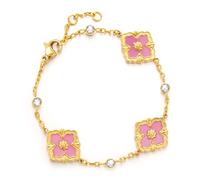 FEITENGU Discreto e tuttavia raffinato, braccialetto, collana, anelli, realizzato in argento sterling S925 e conchiglie, design classico, gioielli alla moda con quattro foglie, Pelle