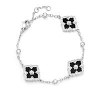 FEITENGU Discreto e tuttavia raffinato, braccialetto, collana, anelli, realizzato in argento sterling S925 e conchiglie, design classico, gioielli alla moda con quattro foglie, Pelle