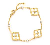 FEITENGU Discreto e tuttavia raffinato, braccialetto, collana, anelli, realizzato in argento sterling S925 e conchiglie, design classico, gioielli alla moda con quattro foglie, Pelle
