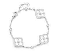 FEITENGU Discreto e tuttavia raffinato, braccialetto, collana, anelli, realizzato in argento sterling S925 e conchiglie, design classico, gioielli alla moda con quattro foglie, Pelle