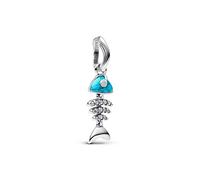 Feitery Charm con osso di pesce blu, compatibile con braccialetti e collane con charm e perline per donna