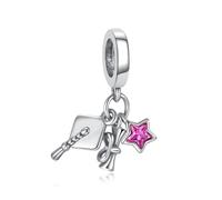 Feitery - Charms, ciondoli a tema viaggio, a forma di cuore con animali marini, da donna, Argento sterling