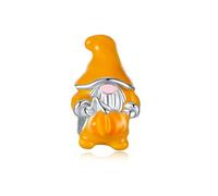 Feitery Ciondolo a forma di omino di pan di zenzero, compatibile con braccialetti Pandora, in oro, a forma di cuore, idea regalo per Natale da donna, Zirconia cubica, Zirconie sintetico