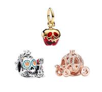 Feitery Ciondolo a forma di teschio Jack-O-Lantern, compatibile con braccialetti Pandora, gioiello a forma di cuore, regalo per donne, Standard, Zirconia cubica, Zirconie sintetico