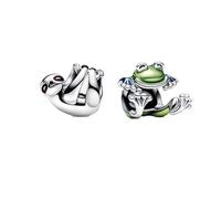 Feitery Ciondolo da donna per bracciali e collane, motivo: piccolo bradipo, abbinabile ad altri charms, Zirconia cubica
