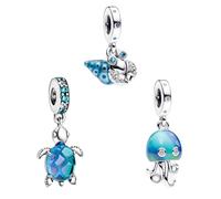 Feitery Triplo-A Charm Insetto Fulminante Ciondoli Blu Oceani Libellule Bracciale Pandora Compatibile Regalo