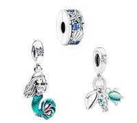 Feitery Triplo-C Charm Insetto Fulminante Ciondoli Blu Oceani Libellule Bracciale Pandora Compatibile Regalo