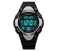FeiWen Digitali Orologi da Polso da Unisex Bambini 50M Impermeabili Plastica Cassa e Gomma Banda Outdoor Militare Sportivi Multifunzione Orologio da Ragazzi LED Controluce Allarme, Nero