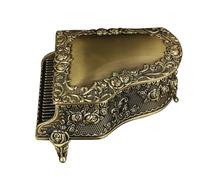 FeiYeup Portagioie da matrimonio in metallo anticato, per ragazze, signore, donne, elegante, stabile, a forma di pianoforte, portagioie