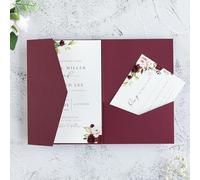 FEIYI 20 biglietti di invito per matrimonio, 13 x 18 cm, tagliati al laser, per matrimoni, addio al nubilato, feste di fidanzamento, compleanni (bordeaux)