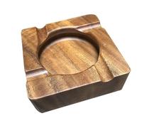 Feiyonec Posacenere per sigari per esterni, quadrato, in legno, marrone, retrò, per esterni, in legno di noce, accessori per sigari, posacenere da uomo, a prova di caduta, regalo di Natale per lui (15