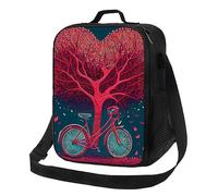 feiyuzhang Bike and Love TreeInsulated Lunch Box Borsa per il pranzo riutilizzabile Borsa per il pranzo carino Tote Borsa per il pranzo per le donne 10,12,7 x 11,4 x 20,3 cm