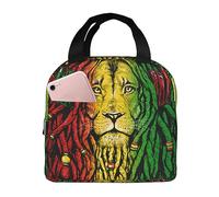 feiyuzhang Borsa portapranzo con bandiera rastafariana giamaicana reggae leone, borsa per il pranzo a doppio isolamento durevole