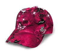feiyuzhang Cappello da sole unisex, berretto da baseball con stampa, cappello circolare top classico alla moda casual regolabile sport per donne ragazze cappelli, Farfalla colorata rossa, Taglia unica