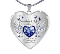 Feizikaw Accessori Uomo Collana Keepsake Daughter For Dad Heart Memorial Daddy' Wing Collana Dad Drop e gioielli Heart Daughter Collane e ciondoli (B, One Size)