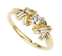 Feizikaw Anelli Donna Argento Anello a forma di geometria in oro Anello con strass incrociato con strass a geometria elegante Anelli diamanti pieni per le donne Taglia 5 10 (Gold, 6)