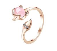 Feizikaw Anelli Donna Argento Animal Adversity FoxRing Girl Ring Wisdom FoxStacking Cute In For Women Jewelry Rings (Gold, One Size)