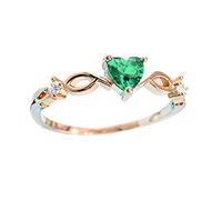 Feizikaw Anelli Donna In Argento La Corazón Dedo Piedra Sortija Mujer Con Circonio Romántico Anillo De A Joyería Moda Forma Con Cumpleaños De Novia Rings (Green, 5)