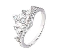 Feizikaw Anello Decorato Anello di semplice alla Carattere semplice di personalità con gioielli a cuori per donne e ragazze (Silver, 5)