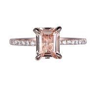 Feizikaw Anello Donna Anello a forma di in oro rosa con strass grande con diamante strass geometrico elegante Anelli diamanti pieni per le donne Taglia 5 12 (Rose Gold, 11)