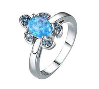 Feizikaw Anello Femminile Anello a forma di di mare strass diamanti strass con geometria elegante Anelli diamanti pieni per le donne Taglia 6 10 (Blue, 6)