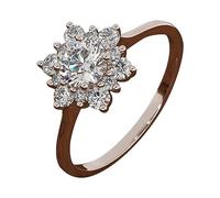 Feizikaw Anello Femminile Anello con strass a forma di fiocco di neve Anelli con gioielli in lega a forma fiocco neve Anelli diamanti pieni moda per donna Taglia 5 11 (Rose Gold, 7)