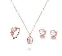 Feizikaw Anello Femminile Set collana artificiale anello donna pietra orecchino tendenza accessorio abbagliante