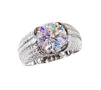 Feizikaw Anello Luccicante Anelli Design delicato Moda Stati Uniti da 6 a 10 Anello in argento di lusso leggero Regali per le donne (Silver, 10)