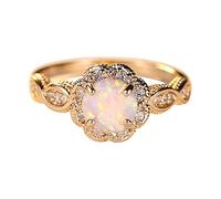Feizikaw Anello Luccicante Anello di diamanti in oro rosa di strass Anelli gioielli in lega Anelli zirconi da donna per le donne (Rose Gold, 6)