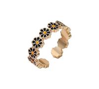 Feizikaw Anello Personalizzato Simpatico anello con fiore margherita in oro Anello aperto regolabile Accessori regalo per gioielli di moda per ragazze da donna (Gold, 1.7X0.2cm)